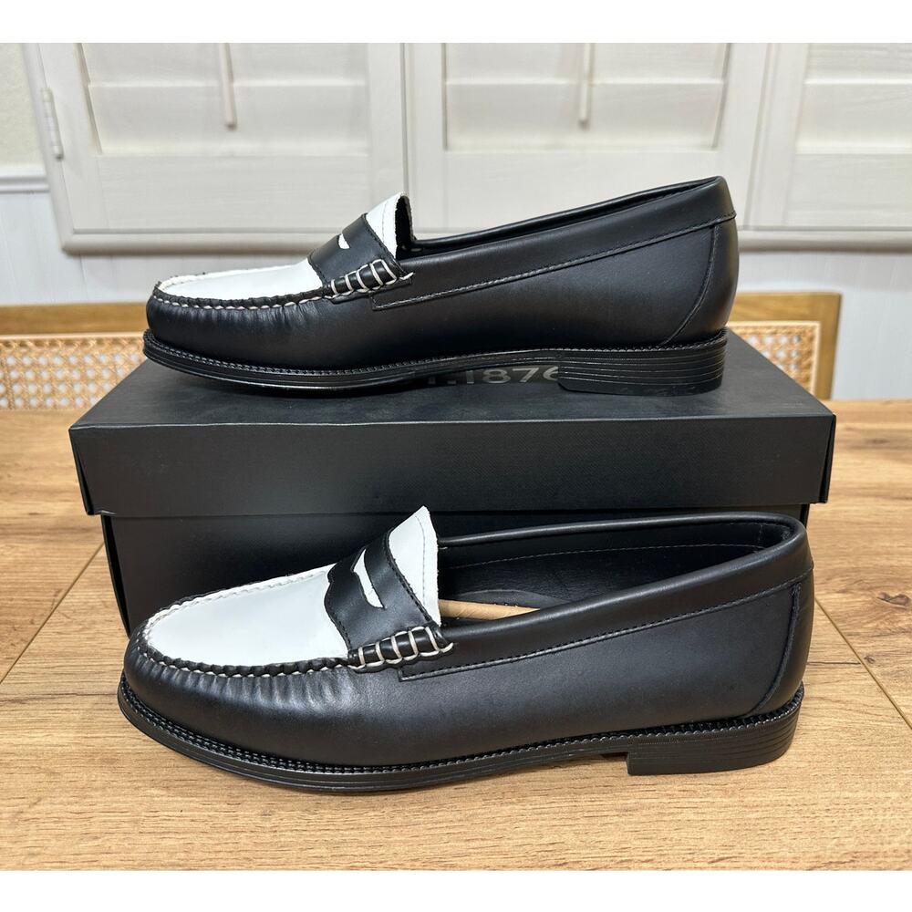 G.H.BASS & CO. Women's Whitney Easy Weejuns® Loafers Black White Leather 9.5 NIB - Picture 4 of 15